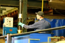 Shaft entering Chrome Plating Tank at Neville Roe Industries Ltd